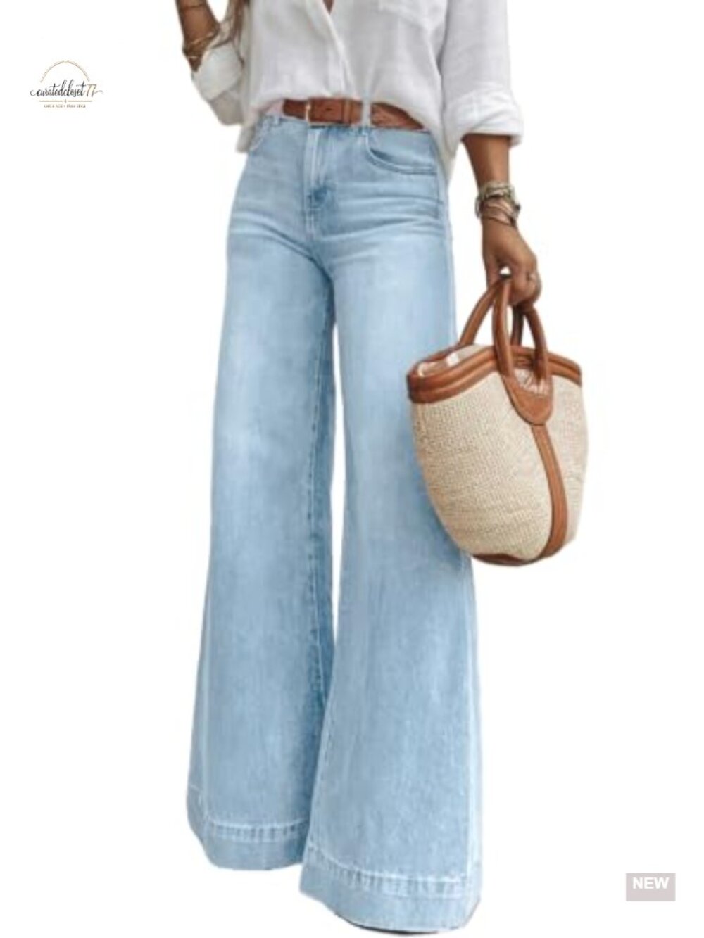 Women's High Waisted Wide Leg Flare Jeans Stretch Denim Pants